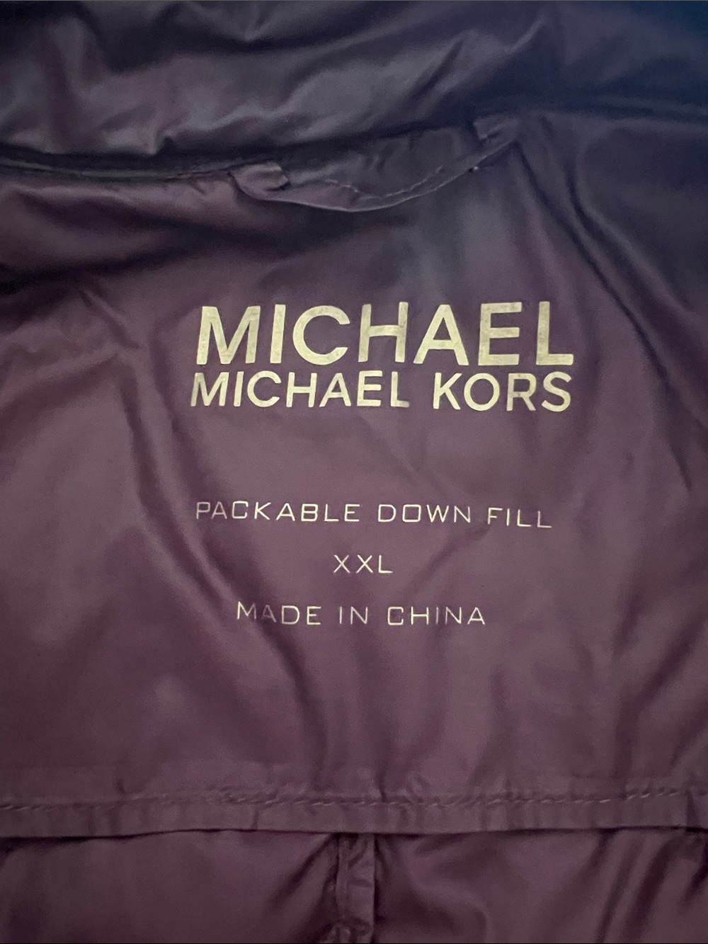 MICHAEL Michael Kors Down Fill Quilted Puffer Jacket in Plum with Gold Zippers - Picture 3 of 5